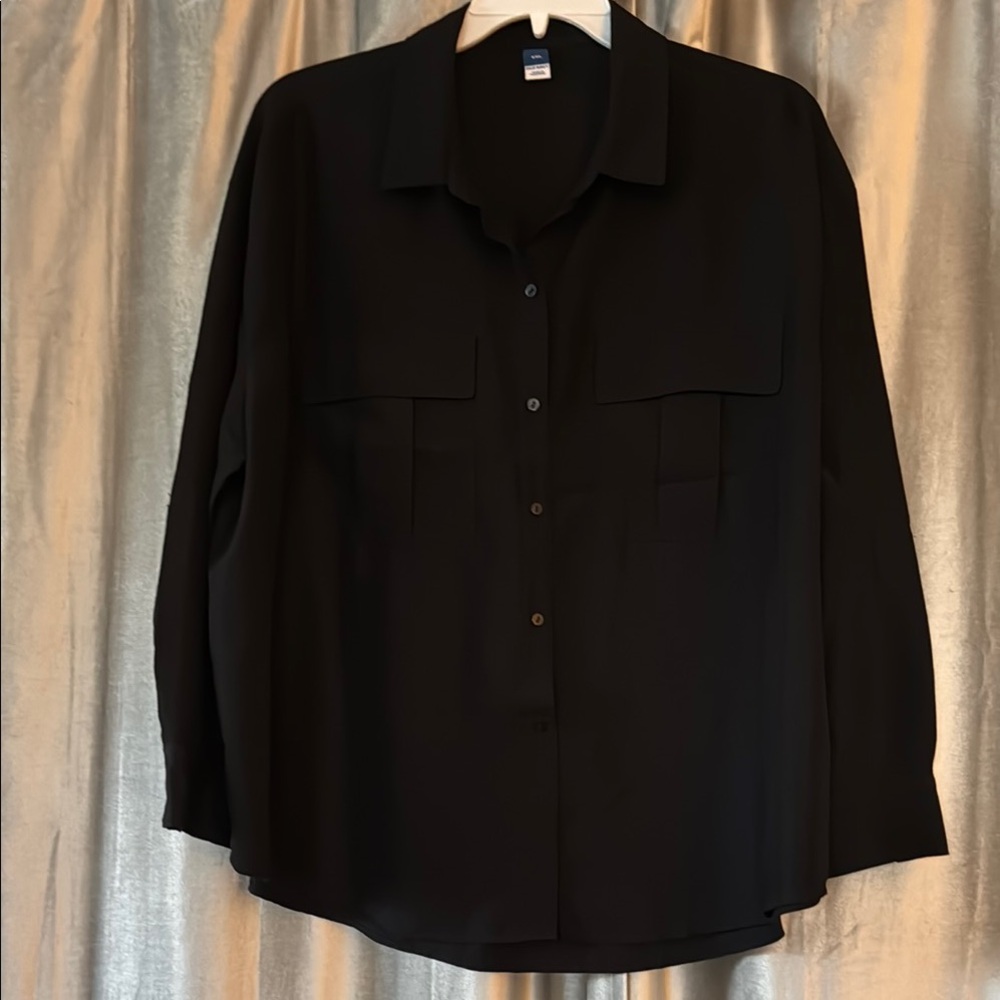 Old Navy Black Button-Up Shirt XXL